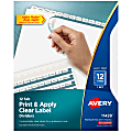 Avery® Customizable Index Maker® Dividers For 3 Ring Binder, Easy Print & Apply Clear Label Strip, 12 Tab, White, 1 Set 1 thumbnail image