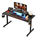 Bestier 42"W Small LED Gaming Computer Desk With Monitor Stand, Cup Holder & Headset Hooks, Carbon Fiber Black 1 thumbnail image