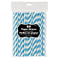 Amscan Striped Paper Straws, 7-3/4", Caribbean Blue, Pack Of 80 Straws