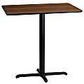 Flash Furniture Laminate Rectangular Table Top With Bar-Height Table Base, 43-1/8"H x 24"W x 42"D, Walnut/Black