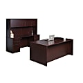 Boss Holland Series Office Suite With 71"W Desk, Hutch, Credenza & 2 Pedestal Files, Mahogany 1 thumbnail image