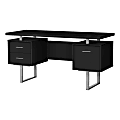 Monarch Specialties Violet 60"W Computer Desk, Black/Silver