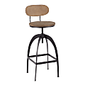 LumiSource Dakota Mid-Back Bar Stool, Medium Brown Seat/Black Base