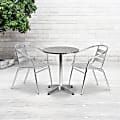 Flash Furniture Round Aluminum Table With 2 Slat-Back Chairs, 27-1/2" x 23-1/2"