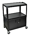Luxor X-Large Audiovisual Utility Cart, With Cabinet, 42"H x 32"W x 20"D, Black
