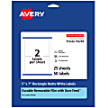 Avery® Durable Removable Labels With Sure Feed®, 94258-DRF25, Rectangle, 5" x 7", White, Pack Of 50