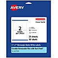 Avery® Durable Removable Labels With Sure Feed®, 94258-DRF25, Rectangle, 5" x 7", White, Pack Of 50 1 thumbnail image