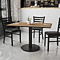 Flash Furniture Laminate Rectangular Table Top With Round Table-Height Base, 31-1/8"H x 30"W x 48"D, Walnut/Black 1 thumbnail image