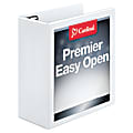 Cardinal® EasyOpen™ ClearVue™ Locking View 3-Ring Binder, 4" D-Rings, 52% Recycled, White