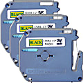 Brother® P-touch Nonlaminated M Series Tape Cartridge, 1/2"W x 26 1/5'L , Rectangle, Black, 3 Per Bundle 1 thumbnail image