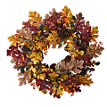 Nearly Natural 24”H Oak Leaf, Acorn And Pine Wreath, 24” x 5”, Multicolor