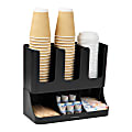 Mind Reader Anchor Collection 6-Compartment 2-Tier Coffee Condiment And Cup Organizer, 11.5"H x 6-32/5"W x 13"D, Black