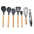 Gibson Home Holton 7-Piece Silicone Beech Wood Kitchen Tool Set, Gray 1 thumbnail image