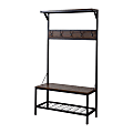 Homestar North America Modern 3-Shelf Storage Hall Tree, Black/Mocha 1 thumbnail image