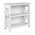Bush® Furniture Key West Small 30"H 2-Shelf Bookcase, Pure White Oak, Standard Delivery
