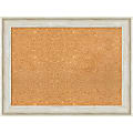 Amanti Art Non-Magnetic Cork Bulletin Board, 33" x 25", Natural, Regal Birch Cream Plastic Frame
