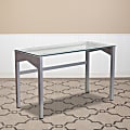 Flash Furniture 48"W Contemporary Glass Computer Desk, Clear/Silver 1 thumbnail image