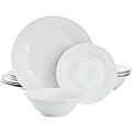 Gibson Home Everyday Embossed 12-Piece Round Ceramic Dinnerware Set, White 1 thumbnail image