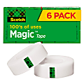 Scotch Magic Tape, Invisible, 3/4 in x 1296 in, 6 Tape Rolls, Clear, Home Office and School Supplies