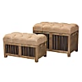 Baxton Studio Clement Storage Trunk Ottomans, Beige, Set Of 2 Ottomans 1 thumbnail image