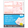 Office Depot® Brand 1099-MISC Laser Tax Forms With Software, 2-Up, 4-Part, 8-1/2" x 11", Pack Of 25 Forms