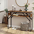 Bestier Small Rectangular Console Table With 2 Storage Shelves, 29-15/16”H x 39-3/8”W x 11-13/16”D, Rustic Brown/Black