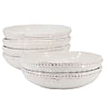 Modern Southern Home 6-Piece Stoneware Embossed Dinner Bowl Set, 9”, White 1 thumbnail image