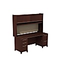 Bush Business Furniture Enterprise 72"W Office Desk With Hutch And Credenza, Harvest Cherry, Premium Installation