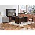 Bush Business Furniture Enterprise 72"W Office Desk With Hutch And Credenza, Mocha Cherry, Standard Delivery