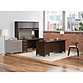 Bush Business Furniture Enterprise 72"W Office Desk With Hutch And Credenza, Mocha Cherry, Premium Installation