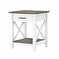 Bush Furniture Key West End Table With Storage, Shiplap Gray/Pure White, Standard Delivery