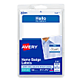 Avery® "Hello My Name Is" Name Tags, 05141, 2-1/3" x 3-3/8", White With Blue Border, 100 Removable Name Badges