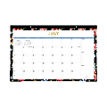 Day Designer Monthly Academic Desk Pad Calendar, 17" x 11", Tulip Garden Black, July 2022 to June 2023, 136679