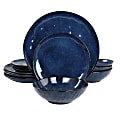 Elama Samara Stoneware Dinnerware Set, Blue, Set Of 12 Pieces 1 thumbnail image