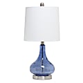 Lalia Home Classix Rippled Colored Glass Table Lamp, 23-1/4"H, White Shade/Dark Blue Base