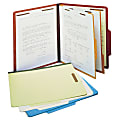 SJ Paper Classification Folders, 2 Dividers, 6 Partitions, 2/5 Cut, Letter Size, 30% Recycled, Gray, Pack Of 15