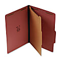 SJ Paper 1-Divider Classification Folders, Letter Size, 4 Fasteners, 60% Recycled, Red, Box Of 20