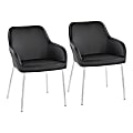 LumiSource Daniella Contemporary Dining Chairs, Faux Leather, Black/Chrome, Set Of 2 Chairs 1 thumbnail image