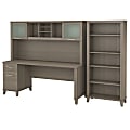 Bush Furniture Somerset 72"W Office Desk With Hutch And 5 Shelf Bookcase, Ash Gray, Standard Delivery 1 thumbnail image