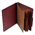 SJ Paper 3-Divider Classification Folders, Legal Size, 8 Fasteners, 60% Recycled, Red, Box Of 10
