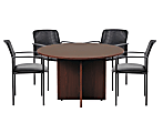 Boss Office Products 42" Round Table And Stackable Guest Chairs Set, Mahogany/Black