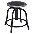 National Public Seating® 18” - 24” Height Adjustable Swivel Stool, Black Steel Seat, Black Frame