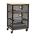 Mind Reader Storage Cart Organizer with 3 Drawers, 24-1/4" H x 13" W x 15-3/4" D, Black