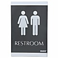 U.S. Stamp & Sign Century Series ADA Sign,6" x 9", "Restroom", Black/Silver