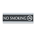 U.S. Stamp & Sign Century Series No Smoking Sign - 1 Each - No Smoking Print/Message - 9" Width x 3" Height - Silver Print/Message Color - Mounting Hardware - Black, Silver