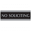 U.S. Stamp & Sign Century Series Sign, 3" x 9", "No Soliciting", Black/Silver 1 thumbnail image