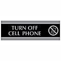 U.S. Stamp & Sign Century Series Sign, 3" x 9", "Turn Off Cell Phone", Black/Silver