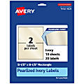 Avery® Pearlized Permanent Labels, 94229-PIP10, Rectangle, 5-1/2" x 8-1/2", Ivory, Pack Of 20 Labels 1 thumbnail image