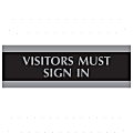 U.S. Stamp & Sign Century Series Sign, 3" x 9", "Visitors Must Sign In", Black/Silver 1 thumbnail image