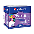 Verbatim DVD+R 4.7GB 16X White Glossy Inkjet Printable with Branded Hub - 20pk Slim Case - 120mm - Single-layer Layers - Printable - Inkjet Printable - 2 Hour Maximum Recording Time 1 thumbnail image